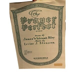 Vintage The Prayer Perfect Sheet Music‎ James Whitcomb Riley Ervine J Stenson